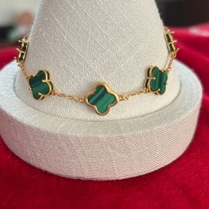Designer Malachite Green Clover Bracelet